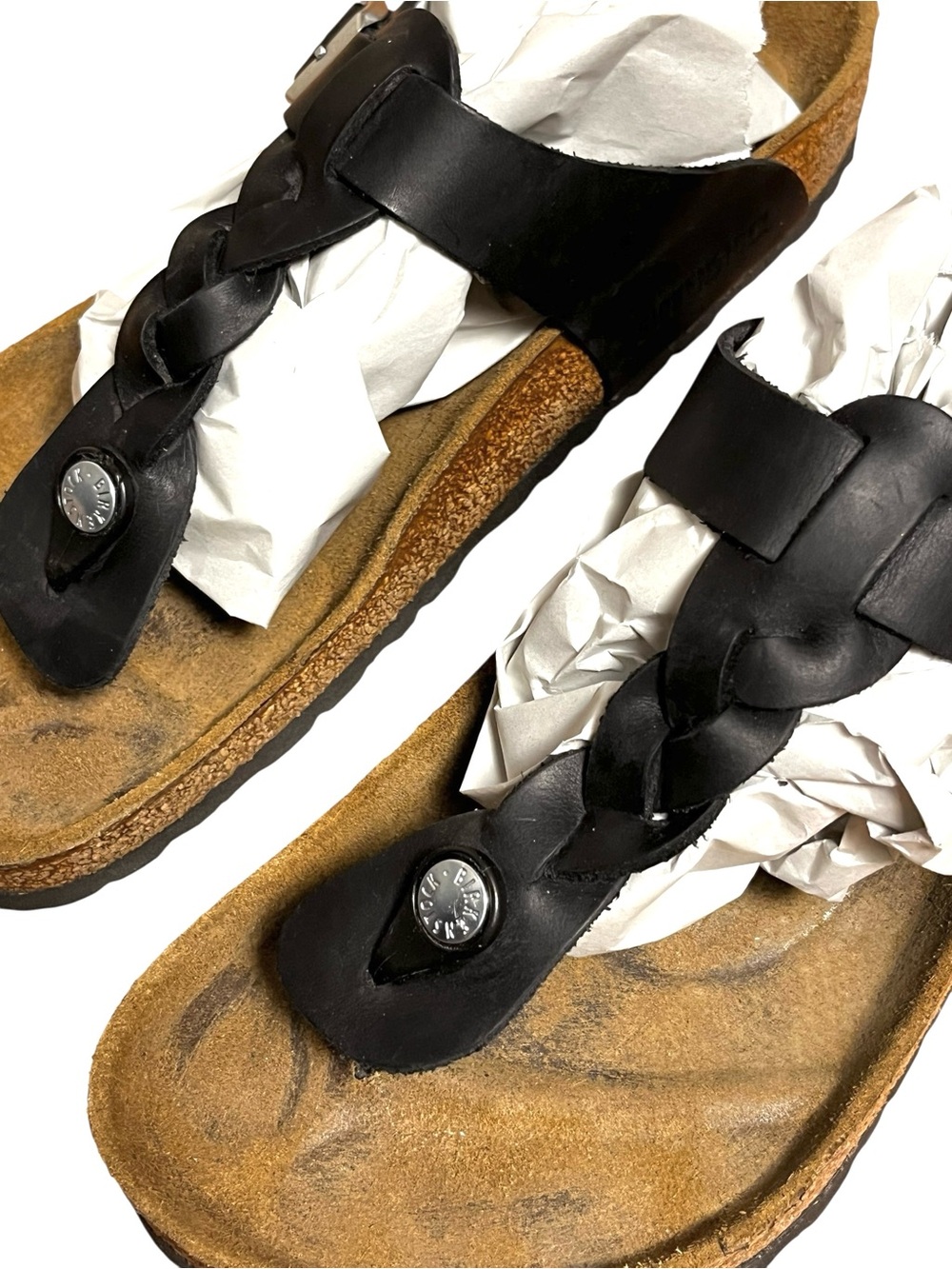Birkenstock Gizeh Braided Leather Thong Sandals Black Women’s 39 - Picture 5 of 16